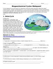 Explain how nitrogen cycles through the land and ocea ecosystems. ecology webquest day 1 key (1) - Name_Date_Per Ecology Webquest Part I Ecosystems You will go to ...