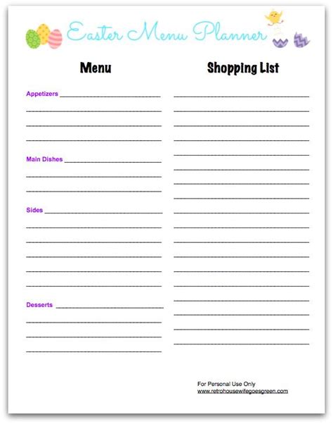 How To Plan A Frugal Easter Dinner Free Printable Meal Planner