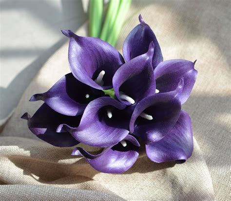 Eggplant Calla Lilies Dark Purple Real Touch Calla Lily Etsy Uk