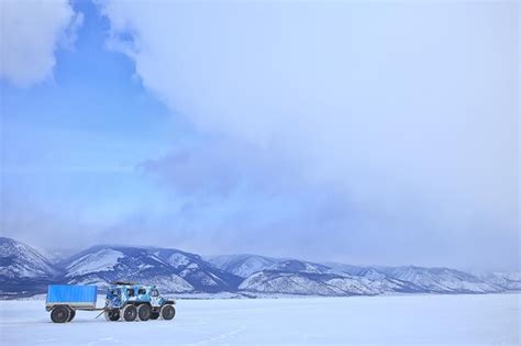 Premium Photo Off Road Vehicle On The Ice Of Lake Baikal Olkhon