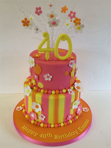 Funky Bright Coloured 40th Birthday Cake 40th Birthday Cakes Cake