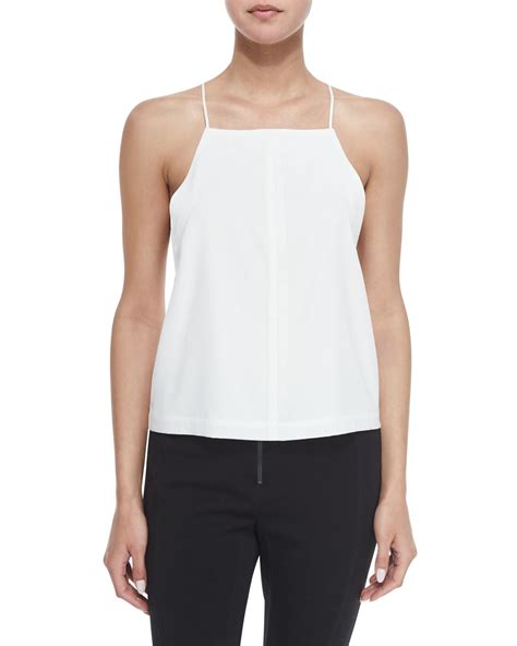 T By Alexander Wang Square Neck Silk Camisole Top In White Ivory