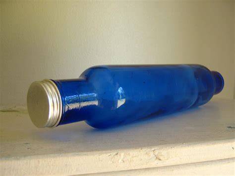 vintage cobalt blue glass rolling pin