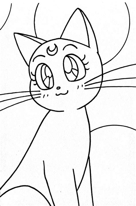A Black And White Drawing Of A Cat