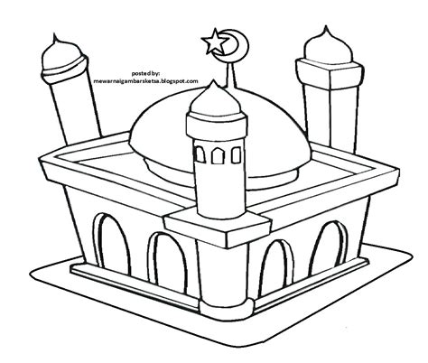 Mewarnai Gambar Mewarnai Gambar Sketsa Masjid 13
