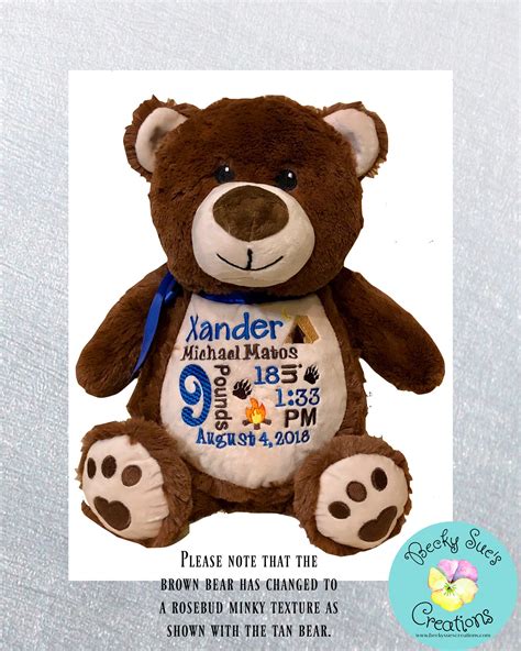 Personalized Stuffed Animal Teddy Bear Embroidered Birth Etsy Australia