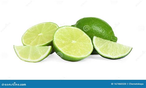 Fresh Ripe Green Limes On White Stock Photo Image Of Organic Limes
