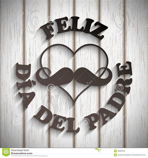 Heart With A Mustache And Text Feliz Dia Del Padre Stock