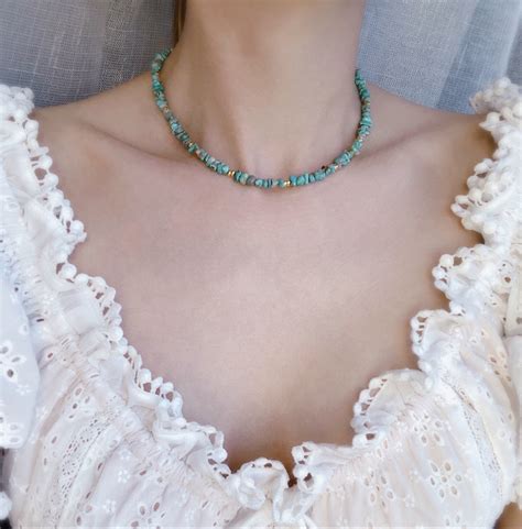 Turquoise Choker Necklace Genuine Turquoise Necklace Etsy