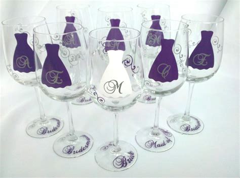 Set Of 6 Bridesmaid Wine Glasses Set Of 6 Personalized
