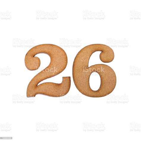 Number Twentysix 26 Piece Of Wood Isolated On White Background Stock