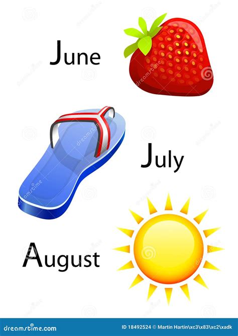 De Kalender Van De Zomer Juni Juli Augustus Vector Illustratie