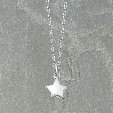Solid Sterling Silver Star Necklace By Hersey Silversmiths