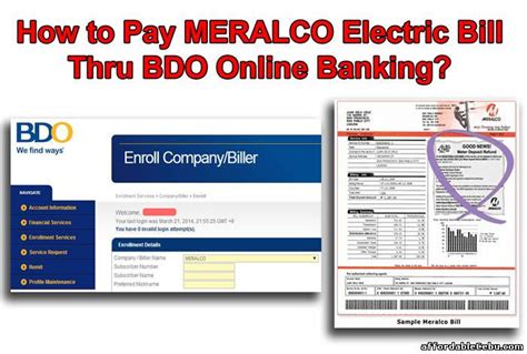 Learn how to receive ebills. How to Pay MERALCO Bill Thru BDO Online Banking? - Banking ...