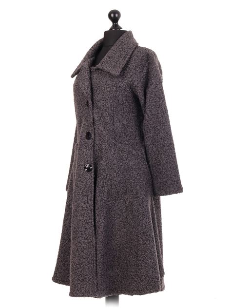 Italian Long Fitted Flared Lana Wool Coat