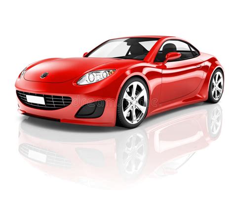 3d Red Sport Car On White Background Stock Illustration