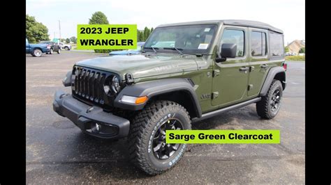 New 2023 Jeep Wrangler Unlimited Willys 4x4 Green Sarge Clearcoat Youtube