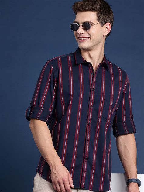 Mast And Harbour Men Slim Fit Striped Casual Shirt Price History