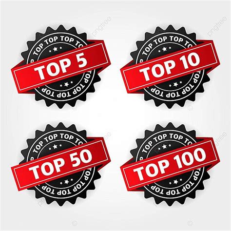 Best Ten Lists Ranked Top 5 10 50 And 100 On A White Background Vector