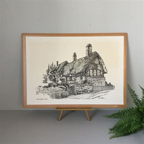 Vintage Lithograph Print Of Anne Hathaways Cottage By Anthony John