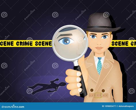 Detective On Crime Scene Stock Illustration Illustration Of Crimes