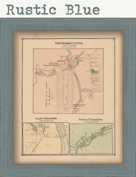 Villages Of Thetford And Tunbridge Vermont 1877 Map Replica Etsy