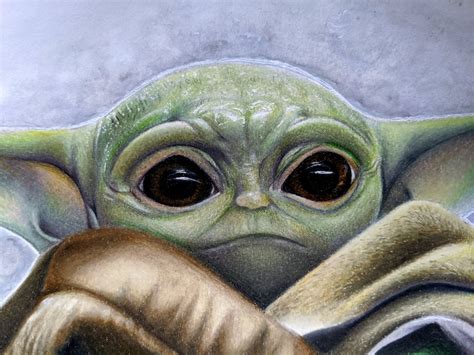 Baby Yoda Colored Pencil Drawing Signed Fine Art Print Etsy