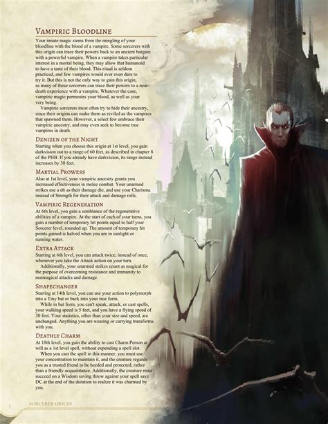 Dnd 5e Homebrew — Vampiric Bloodline Sorcerer By Jonoman3000