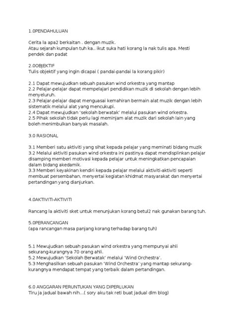 Contoh Kertas Kerja Mohon Peruntukan Membeli Peralatan Sukan