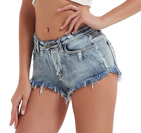Buy Soojun Womens Sexy Cut Off Low Waist Booty Denim Jeans Shorts At