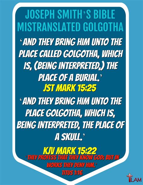 Joseph Smiths Bible Mistranslated ‘golgotha Life After Ministries