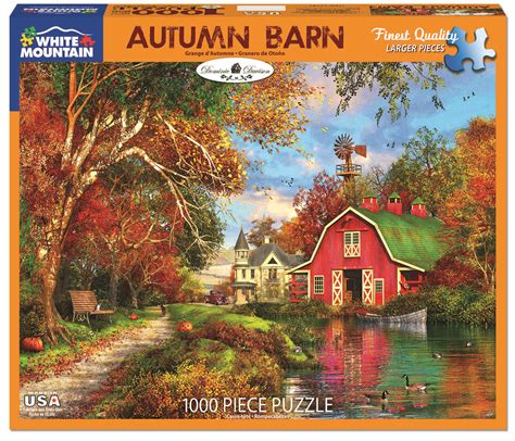 White Mountain Puzzles Autumn Barn 1000 Piece Jigsaw Puzzle Ebay