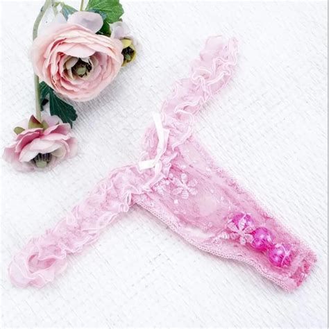Pearl G String Sexy Panties Clit Stimulating Strings Stretchy Embroidery Beaded G String Women
