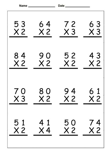 Math Worksheet Grade 4 Multiplication