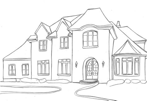 Houses Dream House Sketches Basic Outline Drawing Home Plans