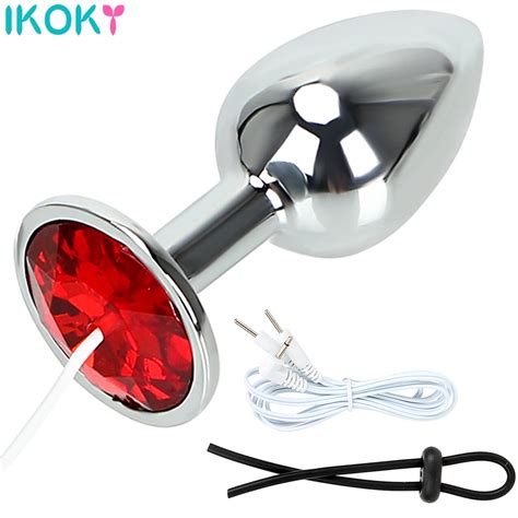 IKOKY Electric Shock Set Penis Stimulator Sex Toys For Men Anal Plug Cock Ring Electrical