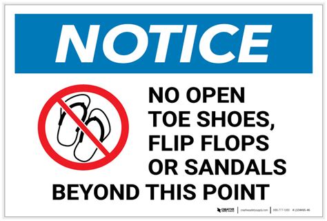 Notice No Open Toe Shoes Flip Flops Or Sandals Beyond This Point With