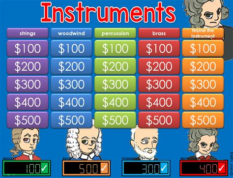 Musical Instruments Jeopardy Style Game Show Distance Learning