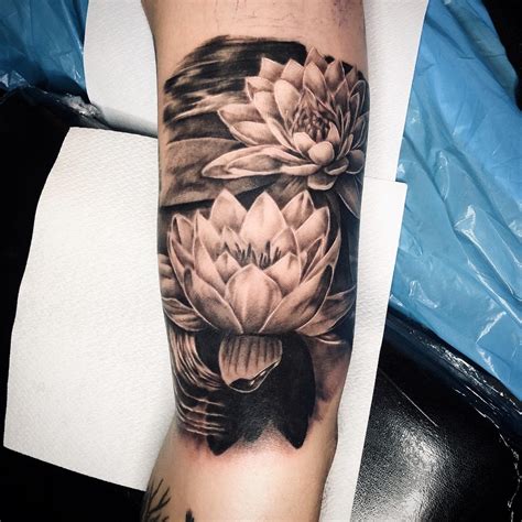 Black Water Lily Tattoo Bobbietheboss Water Lily Tattoos Lily
