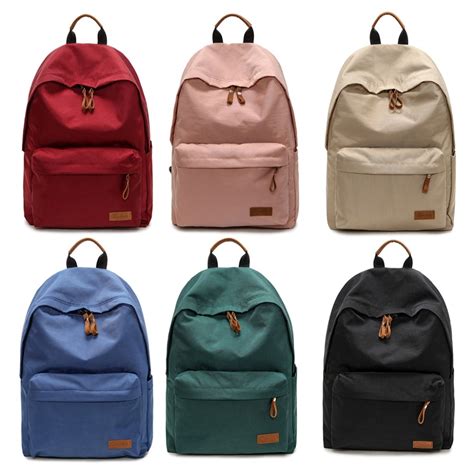 Women Lightweight Plain Canvas Backpack Schoolbag Travel Laptop Casual