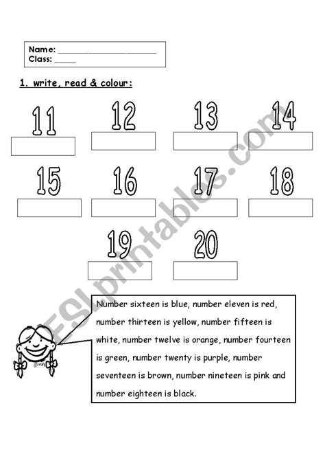 Numbers 11 20 Esl Worksheet By Rsasali