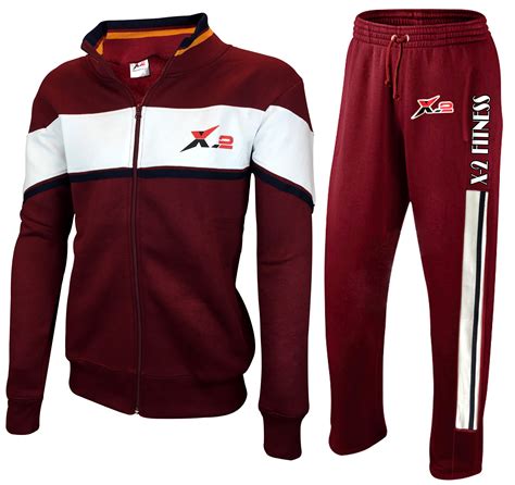 mens athletic activewear color full zip fleece tracksuit jogging sweatsuit