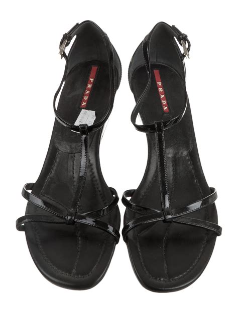 Prada Sport Patent Leather Wedge Sandals Shoes Wpr72242 The Realreal