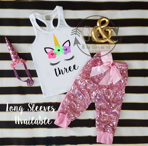 Let your kids shine through by dressing them in similar outfits for their first birthday. Cute Pink Unicorn Face Sequin Birthday Pants Outfits ...