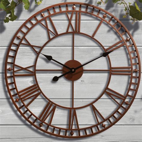 Giant Garden Wall Clock Roman Numeral Metal Outdoor Large Round Face