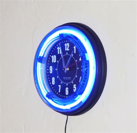 Blue Neon Wall Clock Current