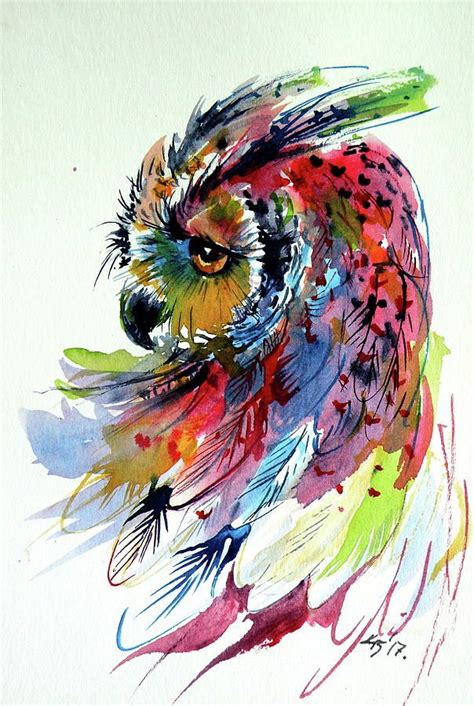 Cute Colorful Owl Painting By Kovacs Anna Brigitta Colorful Owl Art