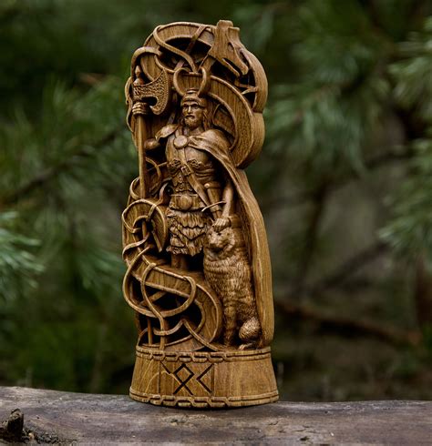 Loki God Viking God Wood Carved Statue Pagan Paganism God Etsy