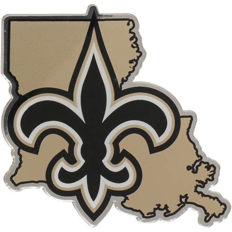 New Orleans Saints State Shape Acrylic Metallic Auto Emblem