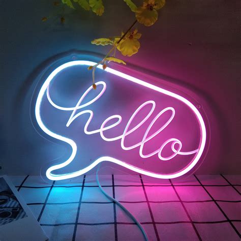 Hello Neon Sign Flex Led Neon Light Custom Text Flex Led Neon Etsy